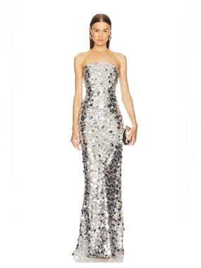 Farah Strapless Gown in Silver